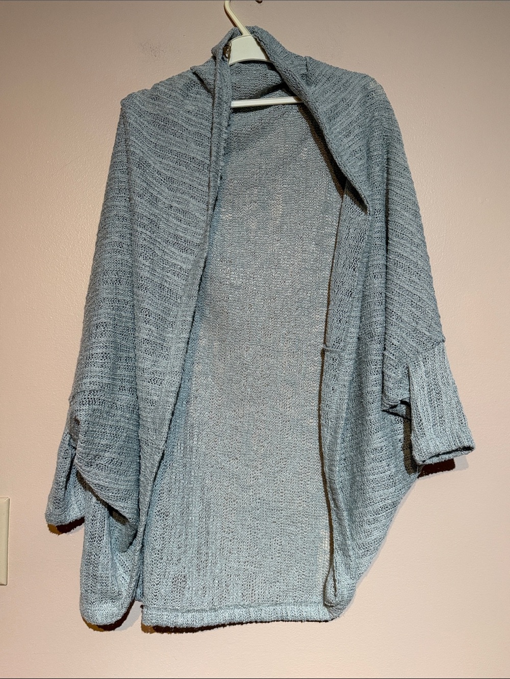 Light Gray Open-Front Knit Cardigan for Women